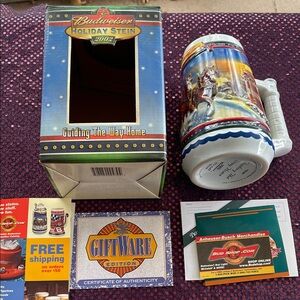Budweiser Holiday Stein 2002 NIB Guiding the Way Home.